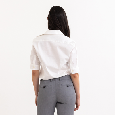Women's White Half-Sleeve Blouse