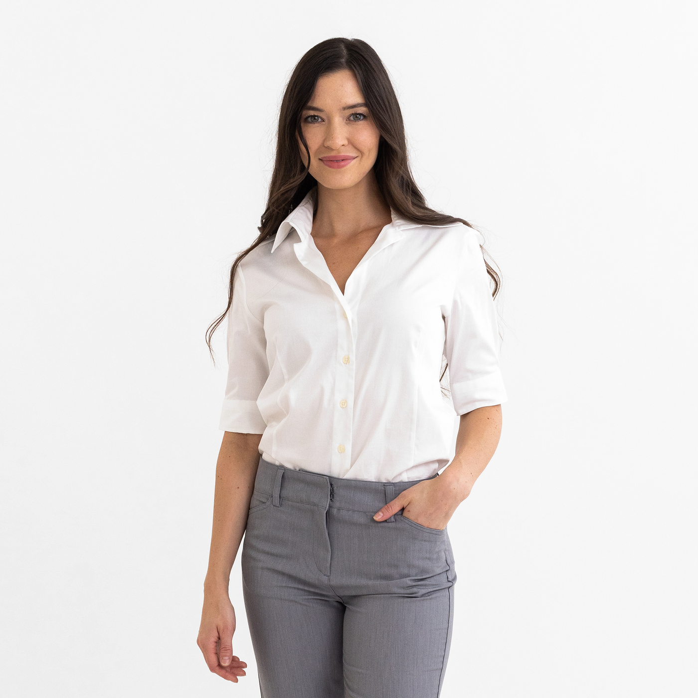 Women's White Half-Sleeve Blouse