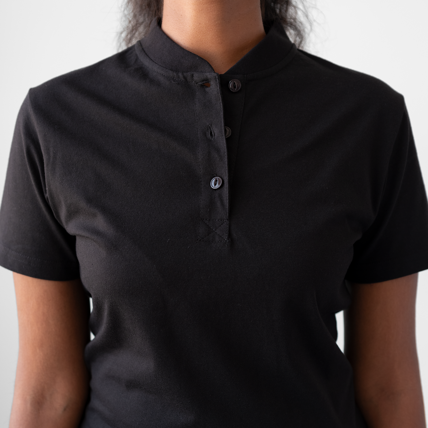 Women's Black Short Sleeve Henley