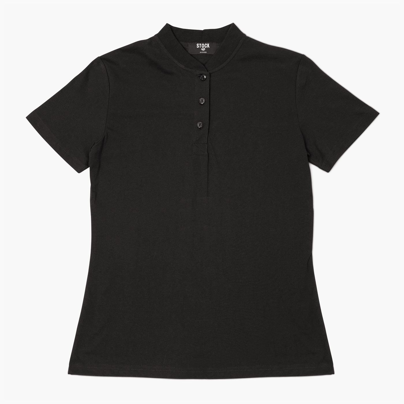 Women's Black Short Sleeve Henley