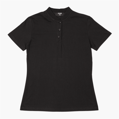 Women's Black Short Sleeve Henley