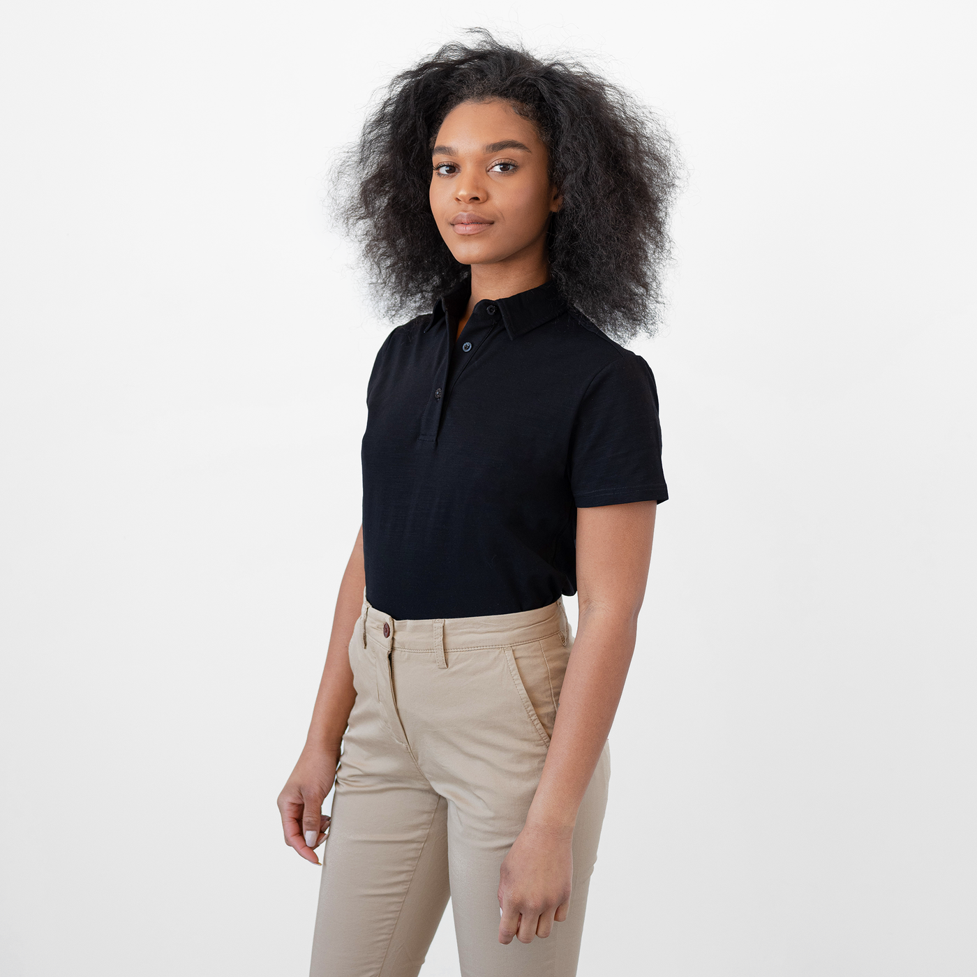 Women's Black Technical Polo