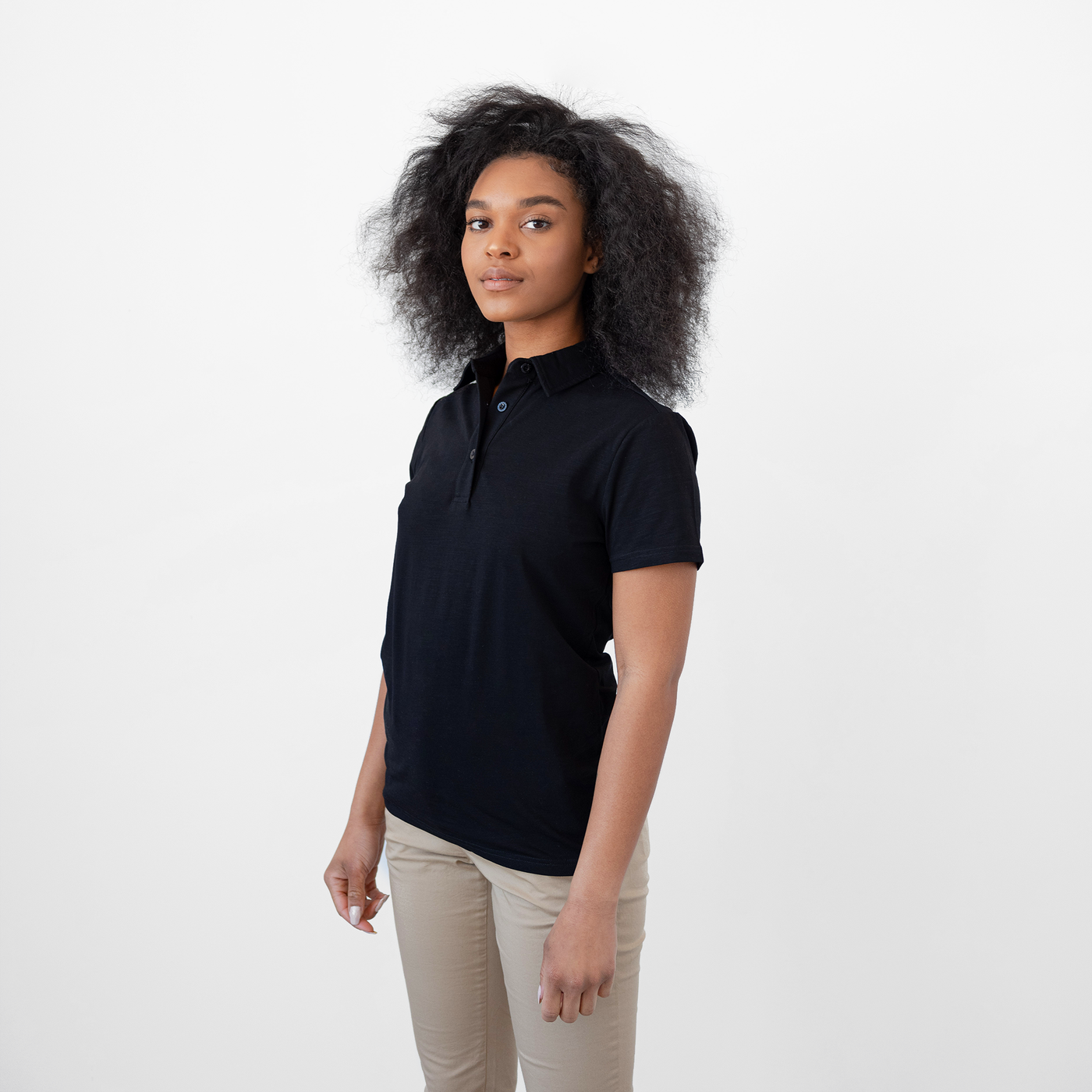 Women's Black Technical Polo