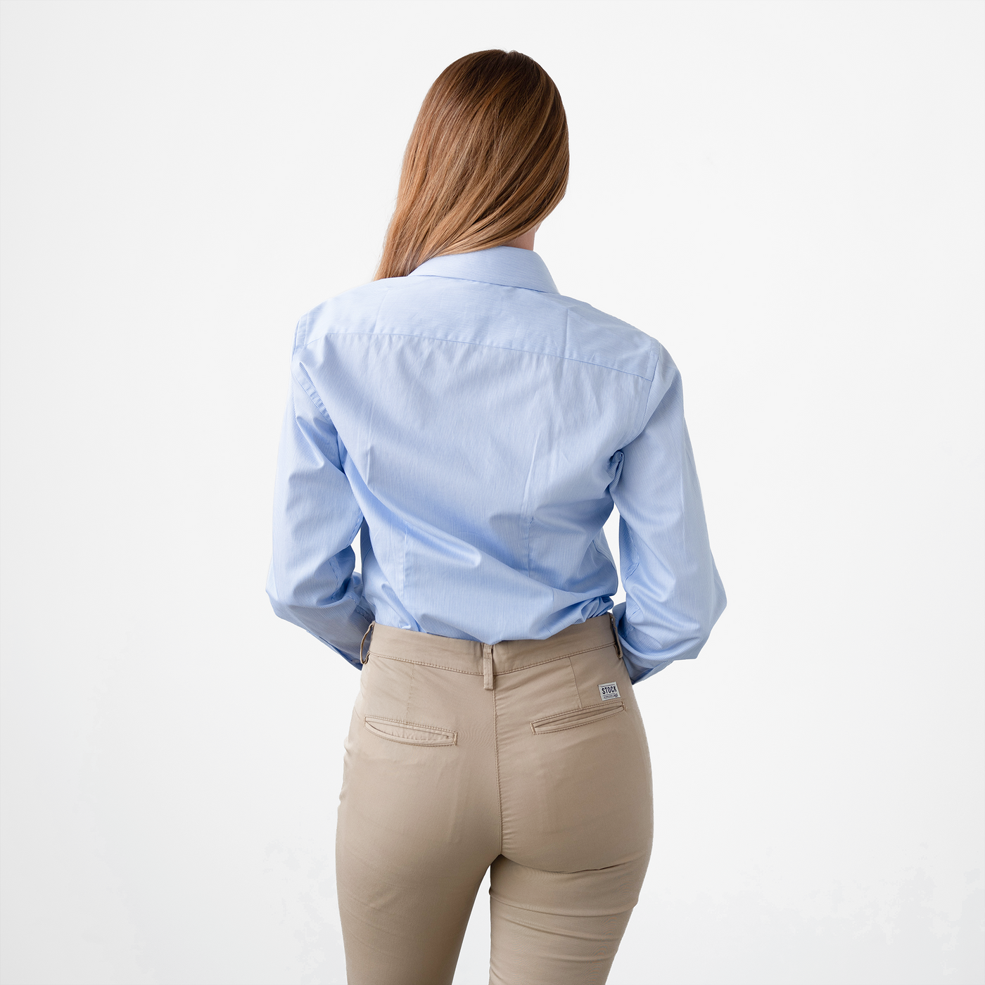 Women's Blue Striped Dress Shirt