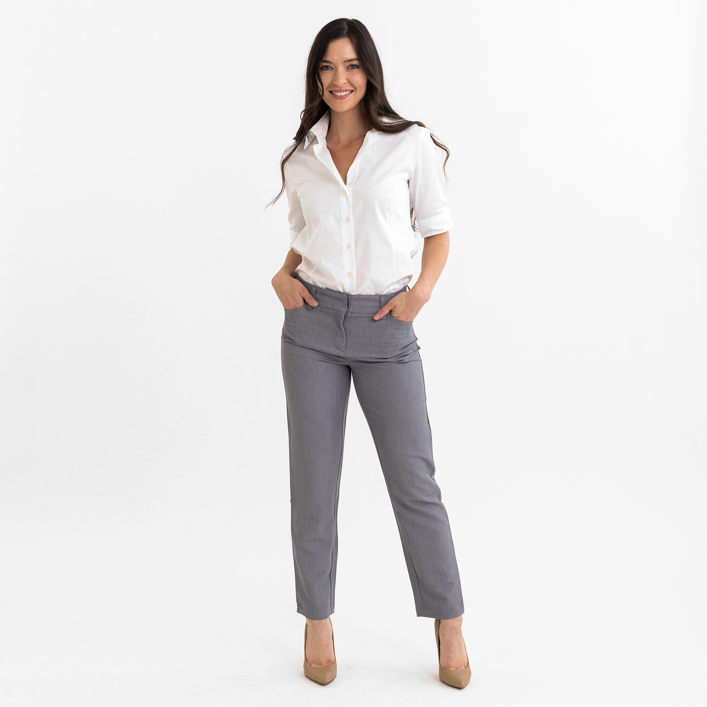 Women's White Half-Sleeve Blouse