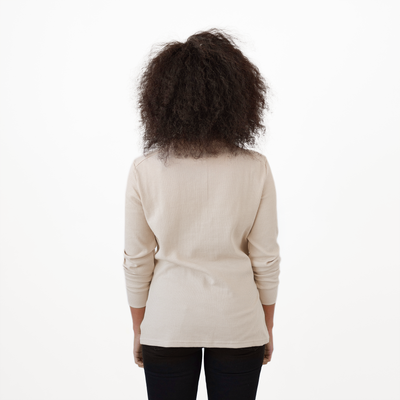 Women's Oatmeal Waffle Knit Henley