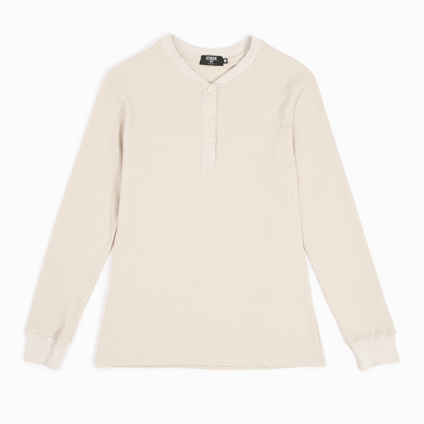 Women's Oatmeal Waffle Knit Henley