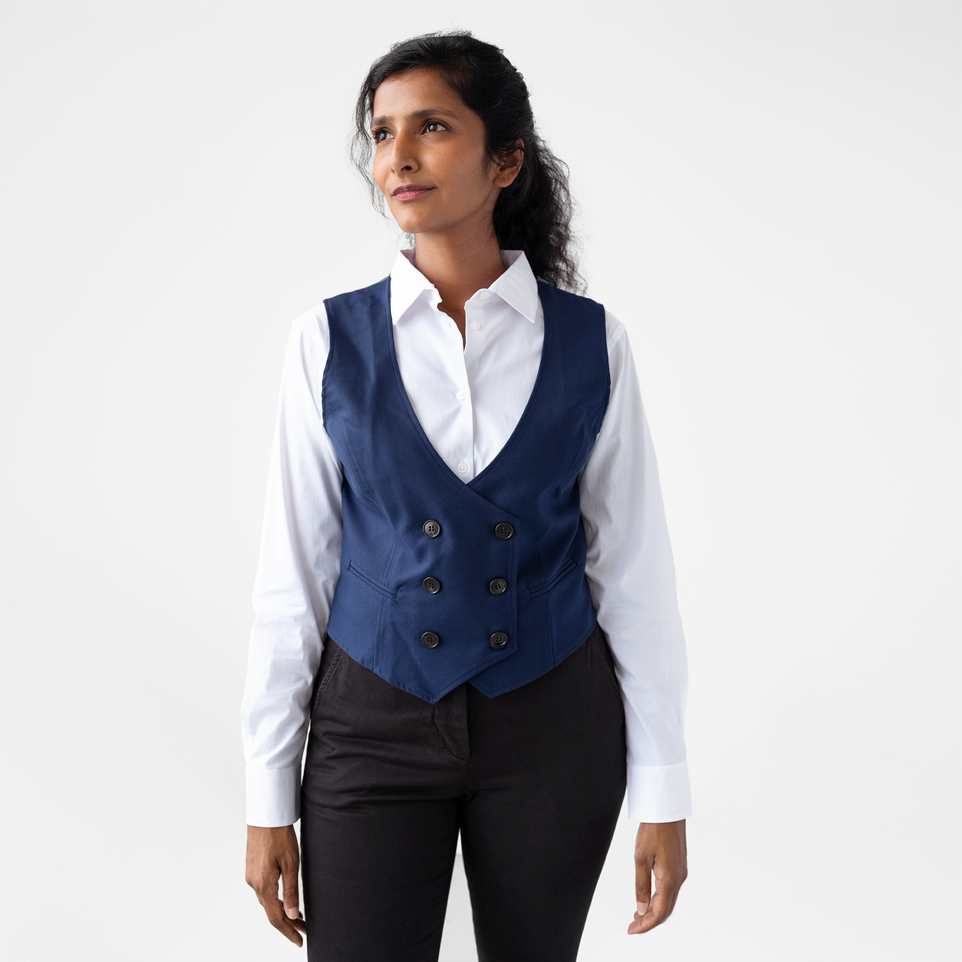 Women's Double Breasted Navy Vest