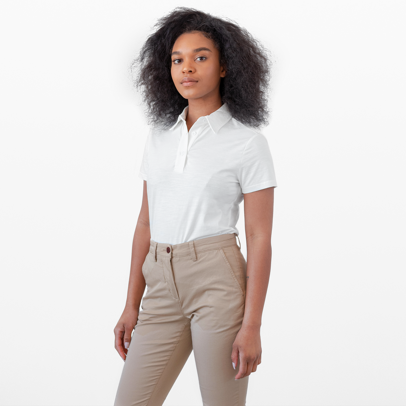 Women's White Technical Polo