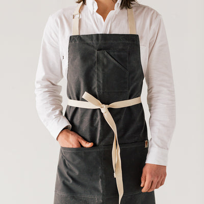 Gray Waxed Canvas Bib Apron