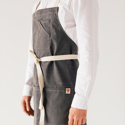 Gray Waxed Canvas Bib Apron