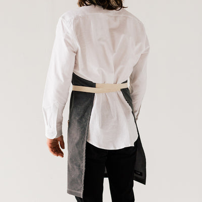Gray Waxed Canvas Bib Apron